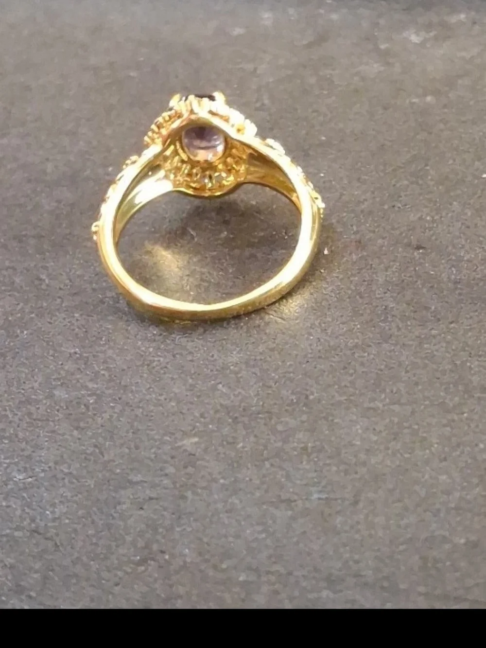 14K Gold Amethyst Halo Ring